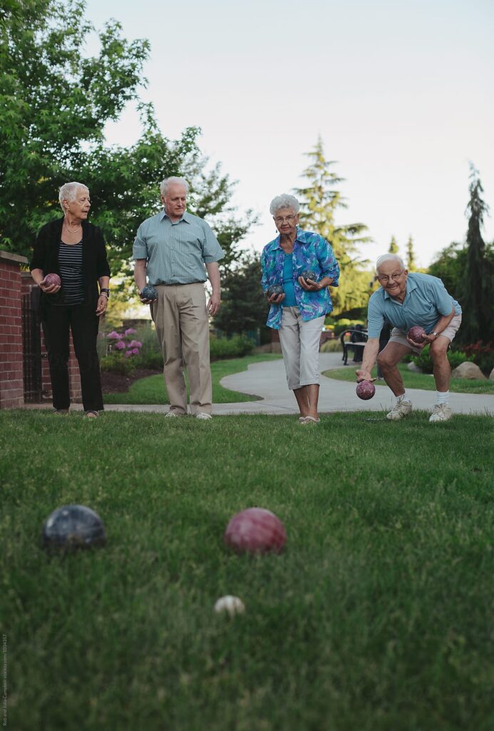Seniors playing bocce ball